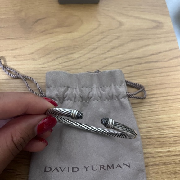 David Yurman Silver and Black Diamond Cable Cuff - Picture 2 of 3